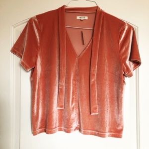 Madewell Velvet Tie Neck Top